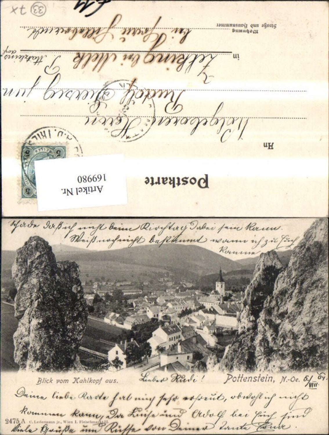 169980,Pottenstein Blick v. Kahlkopf aus 1904