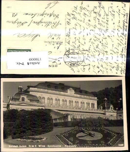 170000,Baden b. Wien Kurstadt Spielkasino Kasino Blumenuhr 1938