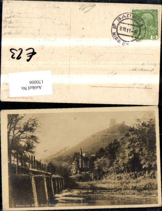 170006,Baden b. Wien Erzherzog Eugen Villa u. Ruine Rauheneck 1913