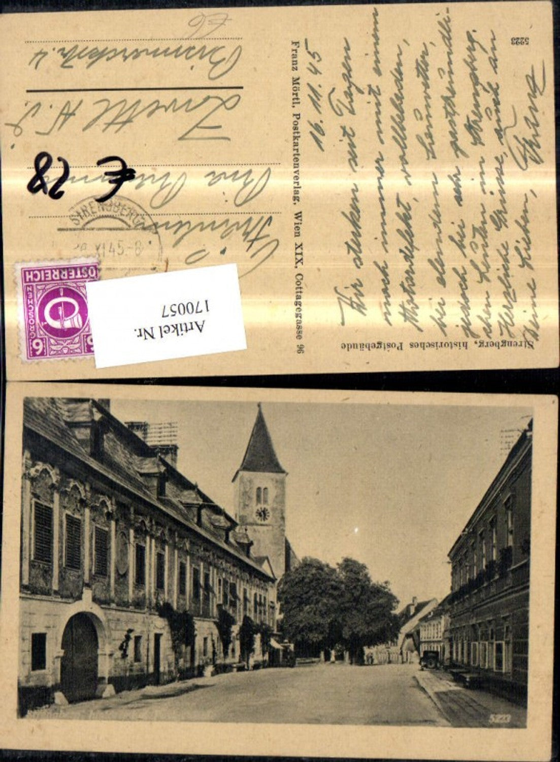 170057,Strengberg Historisches Postgebäude Kirche 1945