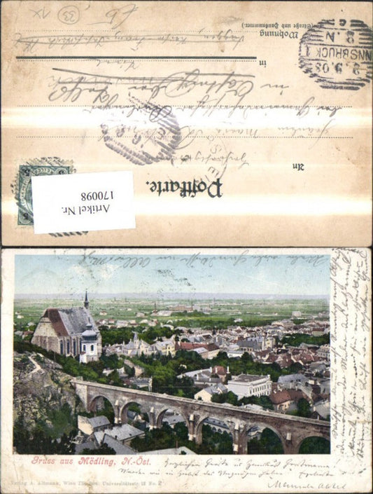 170098,Gruss a. Mödling Wasserleitung Viadukt 1903
