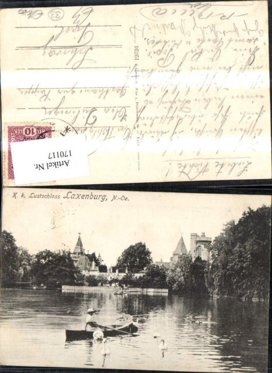 170117,Laxenburg K k Lustschloss Ruderboot Boot Schwäne 1919