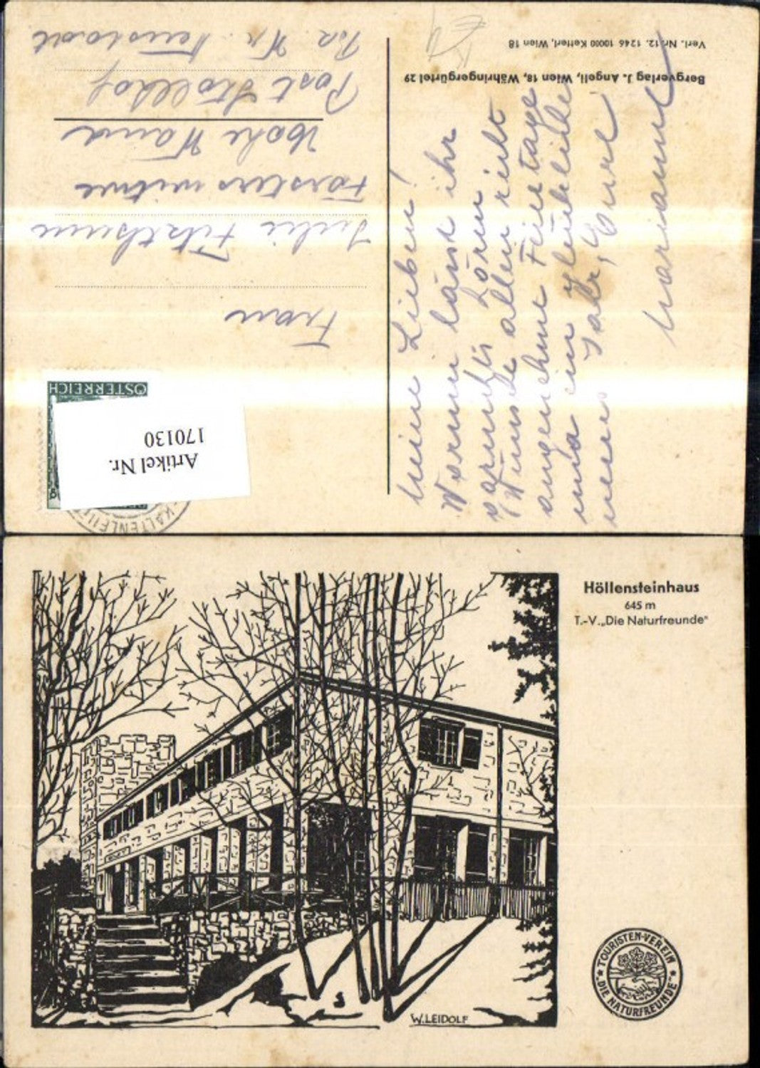 170130,Höllensteinhaus Zeichung sign W. Leidolf