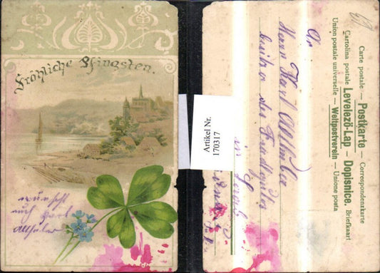 170317,Pfingsten Landschaft Segelschiff Dorf Klee Kleeblatt Blume