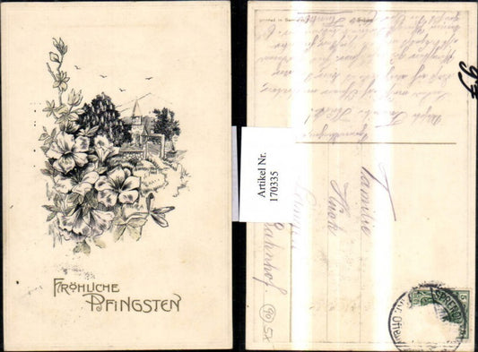 170335,Pfingsten Blumen Weg Kirche Bäume