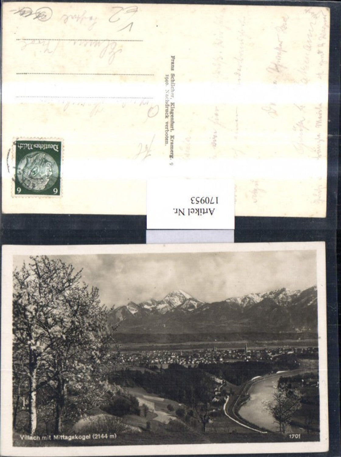 170953,Villach m. Mittagskogel Totale pub Schilcher 1940