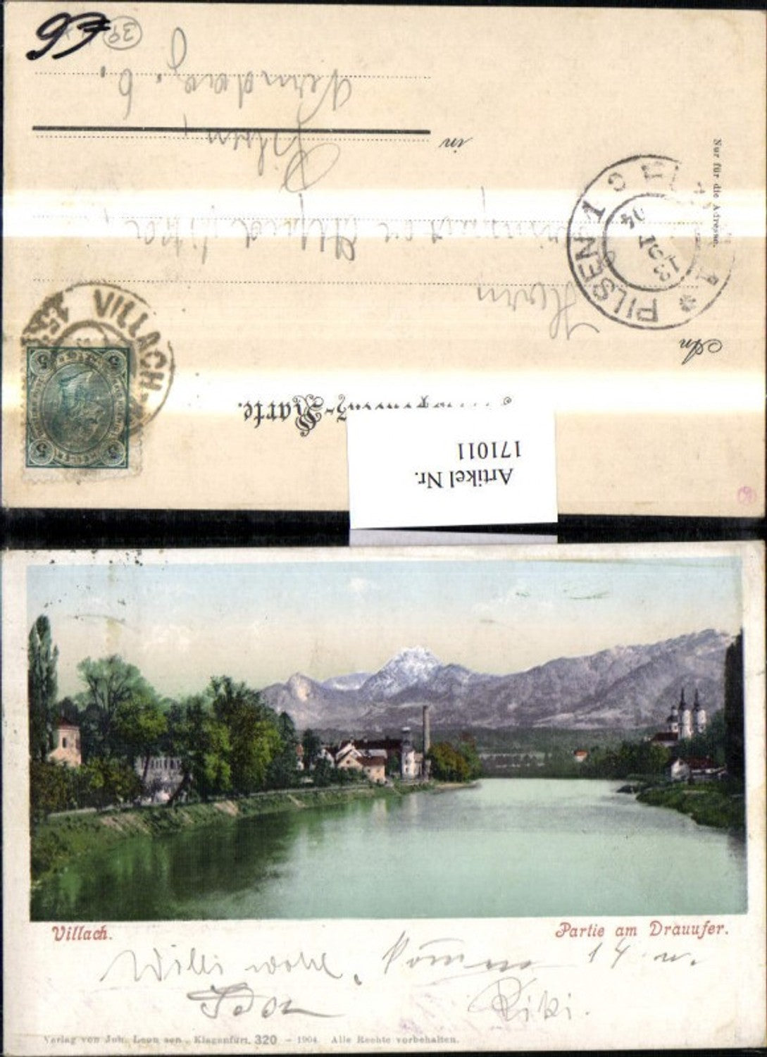 171011,Villach Ortsansicht Partie am Drauufer