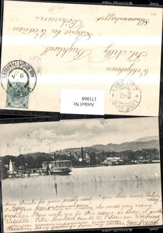 171068,Velden Schloss u. Etabilssement Wahliss Dampfschiff