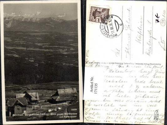 171135,Görlitzen Berghütten Blick geg. Wörthersee u. Karawanken