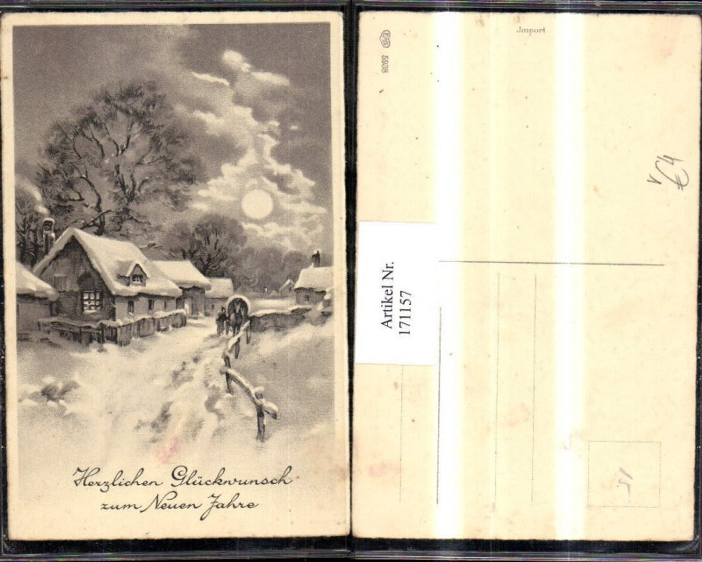 171157,Neujahr Schneelandschaft Pferdekutsche Häuser Weg pub EAS 5938