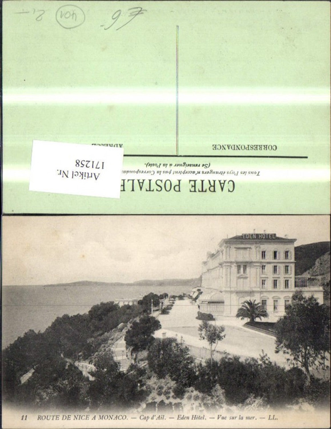 171258,Route de Nice a Monaco Cap d Ail Eden Hotel  Vue sur la mer Nizza Hotel