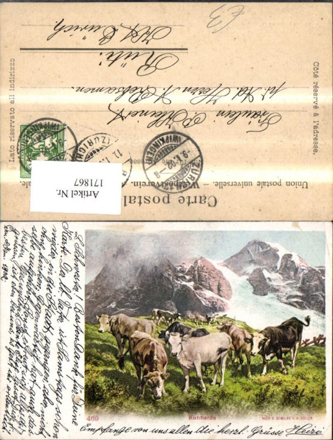 171867,Künstler Ak Kuhherde sign R. Koller