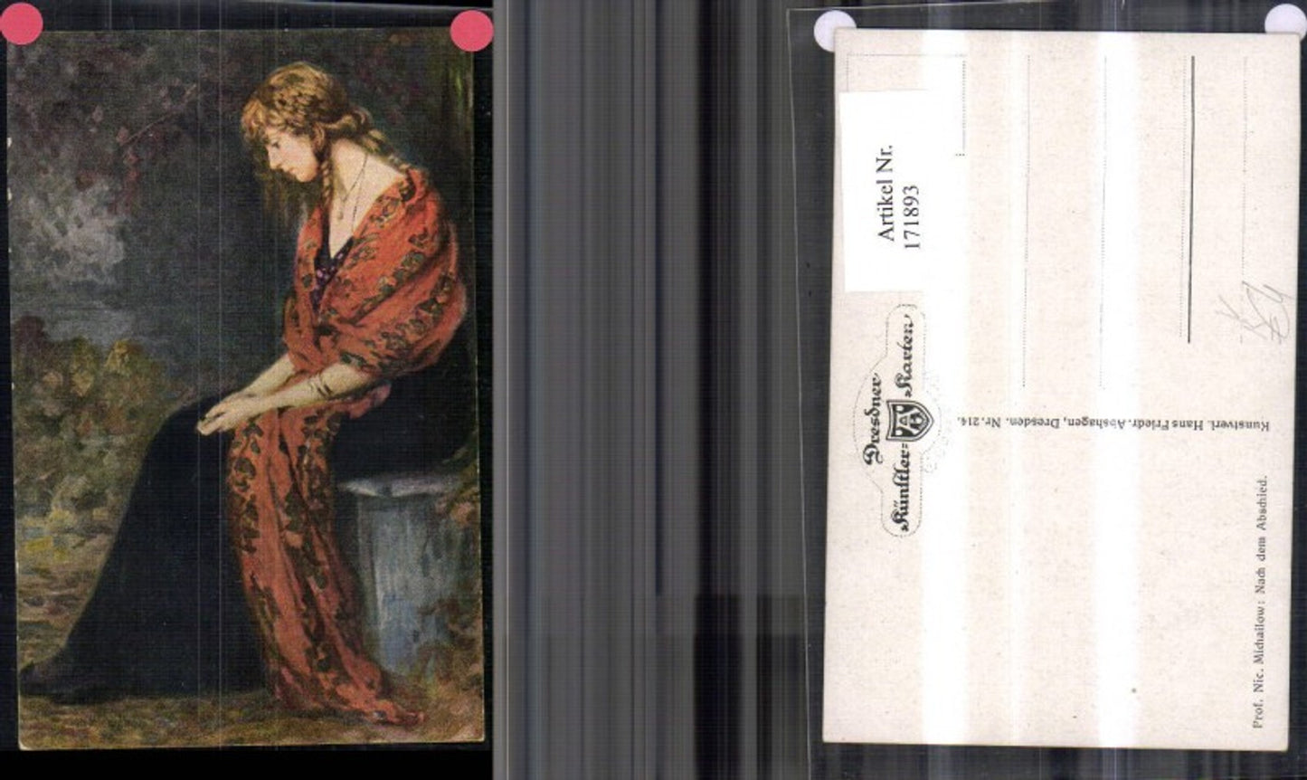 171893,Künstler Ak Nach d. Abschied sign Prof Nic. Michailow pub Hans Friedr. Abshagen