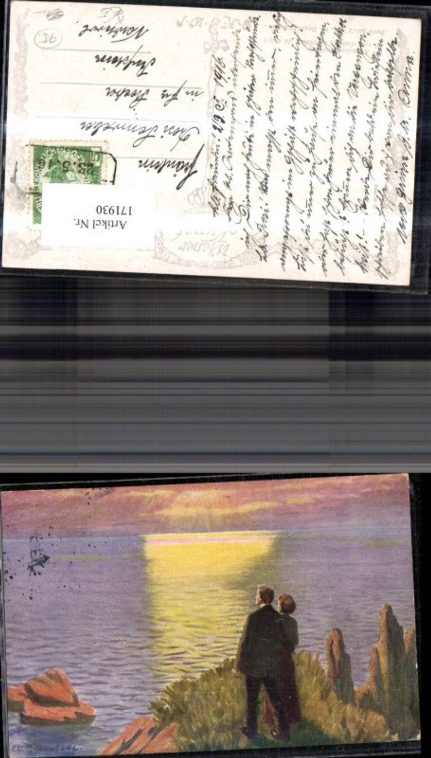 171930,Künstler Ak Abendsonnenglanz Paar m. Sonnenuntergang sign E O. Braunthal