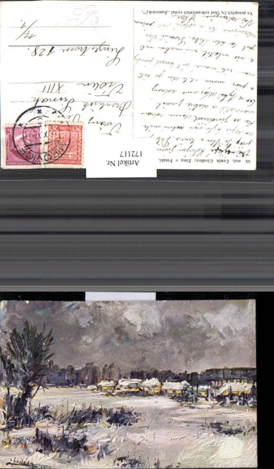 172117,Künstler Ak Cenek Chodera Zima v Polabi Winterlandschaft