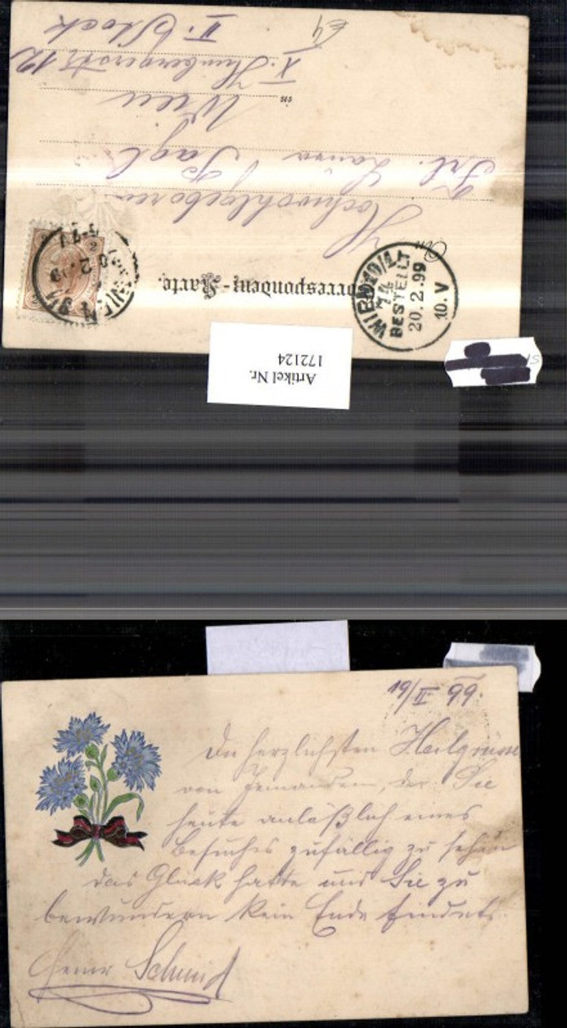 172124,Künstler Ak Präge Blumen Schleife