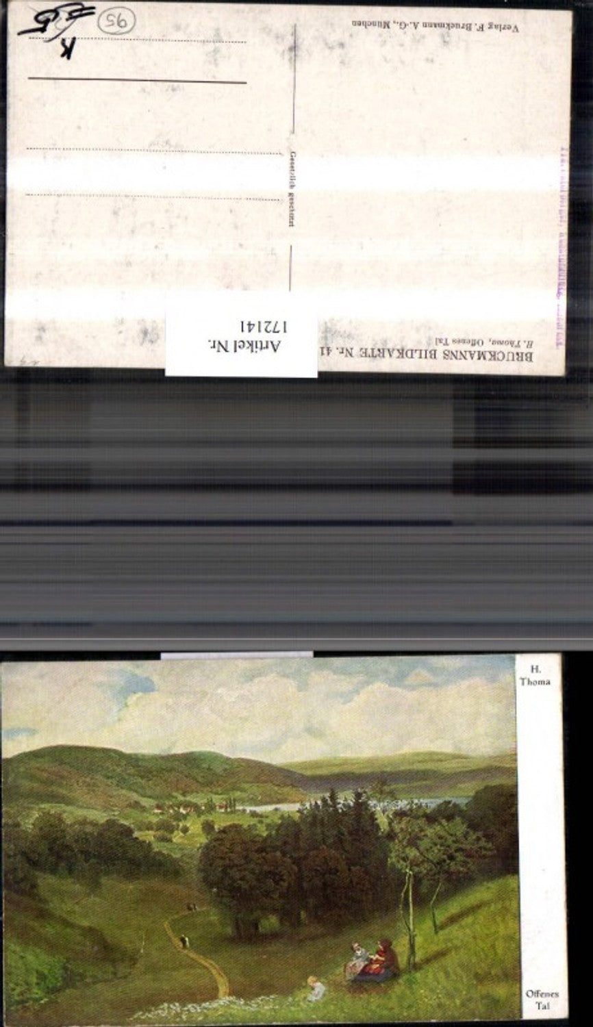 172141,Künstler Ak H. Thoma Offenes Tal Landschaft