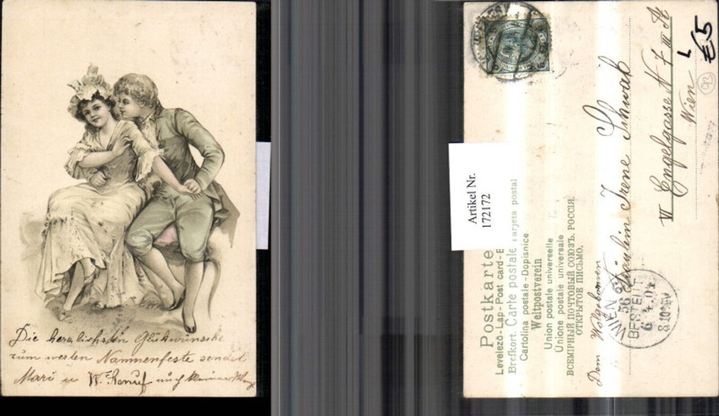 172172,Litho Ak Mann hält Frau im Arm
