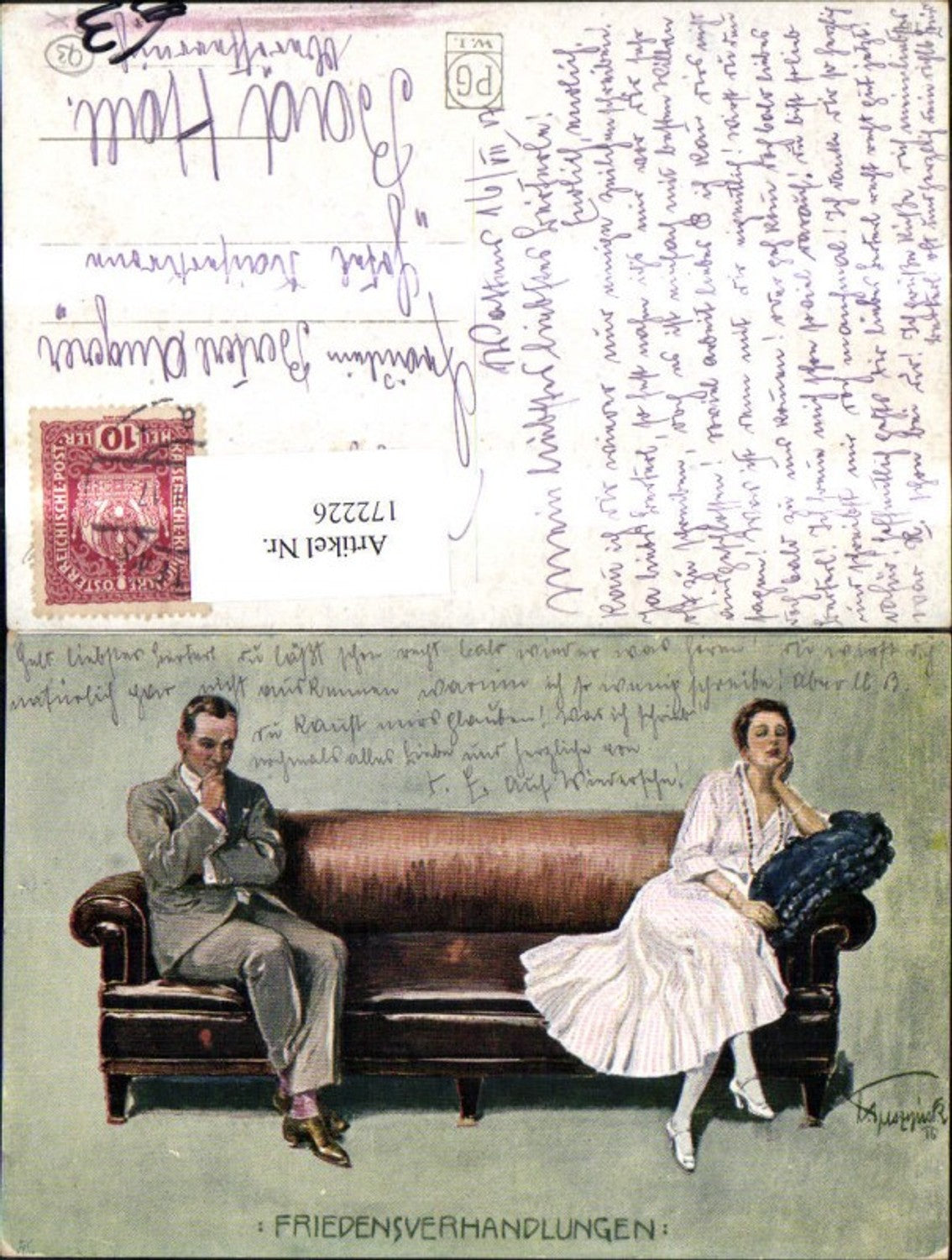 172226,Friedensverhandlungen Frau Mann sitzen a. Sofa Couch