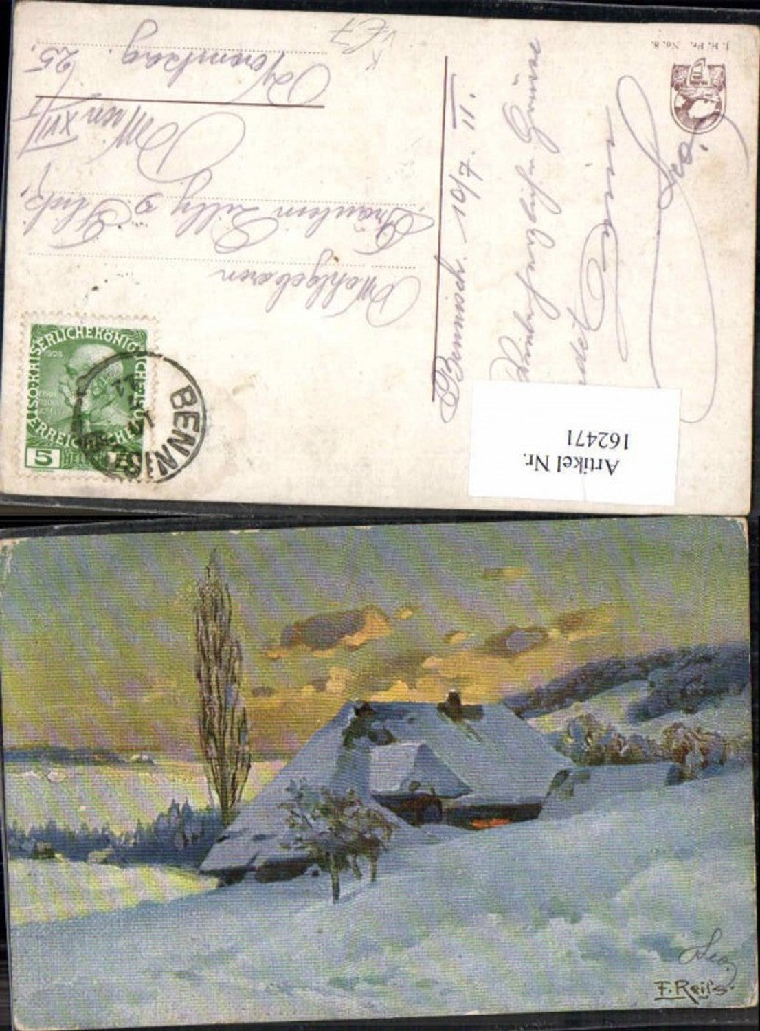 162471,Künstler AK Fritz Reiss Schwarzwald Haus Winter Freiburg im Breisgau