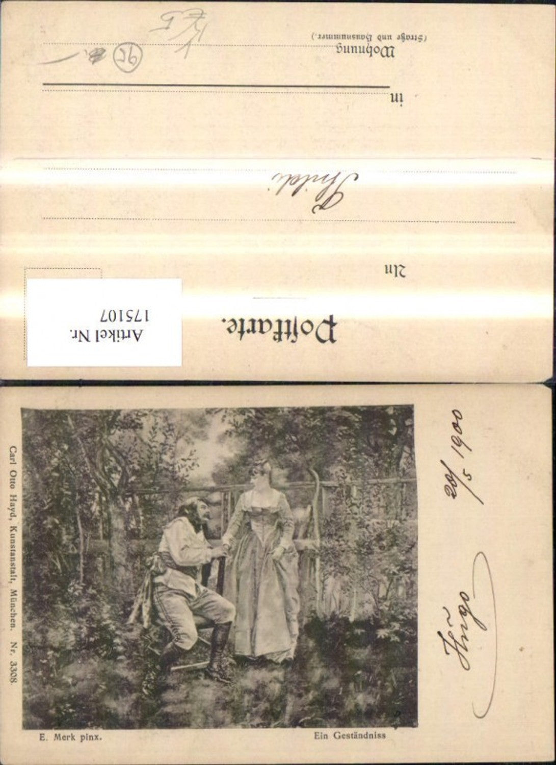 175107,Künstler Ak E. Merk Ein Geständnis pub Carl Hayd 3308