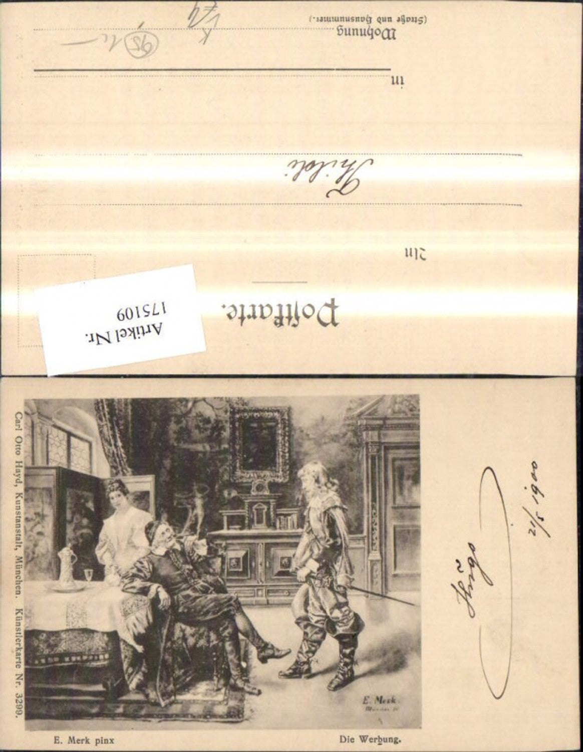 175109,Künstler Ak E. Merk Die Werbung pub Carl Hayd 3299
