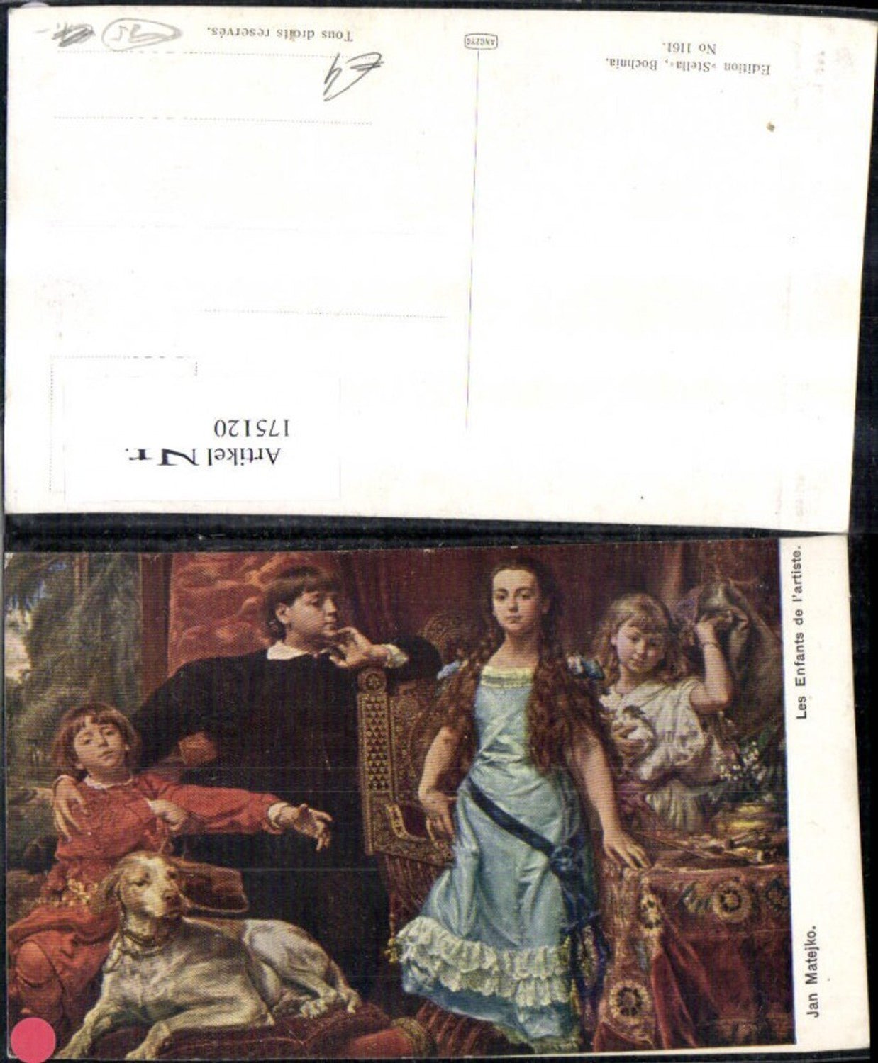 175120,Künstler Ak Jan Matejko Les Enfantes de l artiste Kinder m. Hund