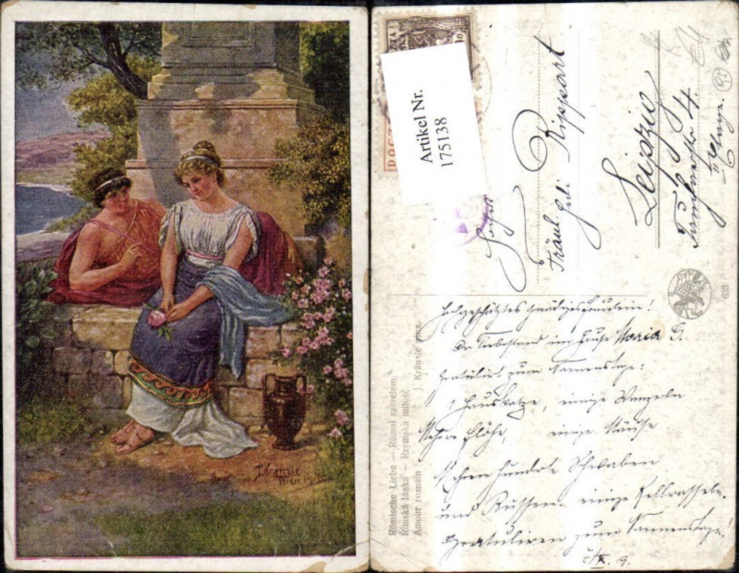 175138,Künstler Ak Josef Kränzle Römische Liebe