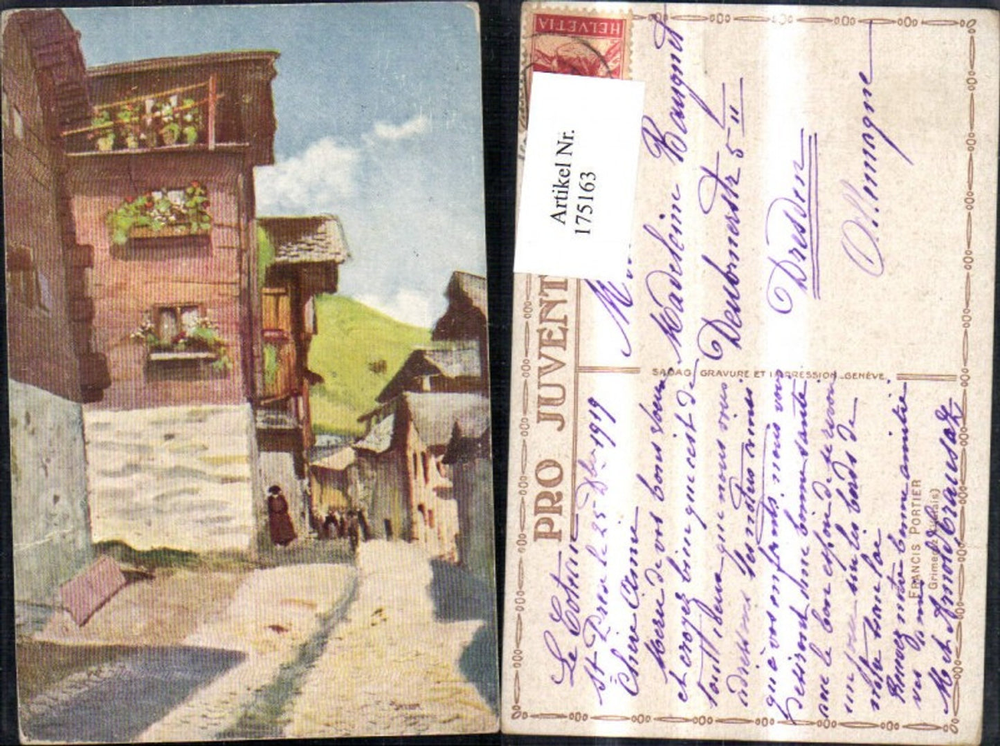 175163,Künstler Ak Francis Portier Grimeniz Valais Wallis