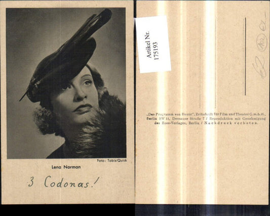 175193,Lena Norman 3 Codonas