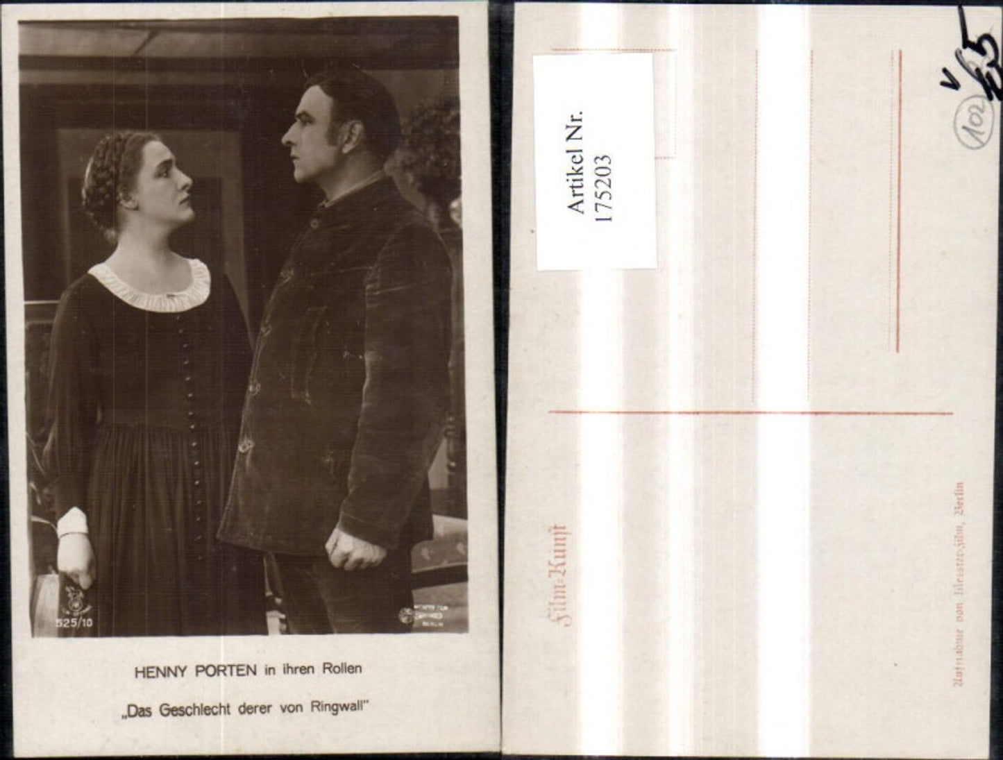 175203,Henny Porten i. Ihren Rollen Das Geschlecht derer v. Ringwall pub RPH Film Sterne 525/10