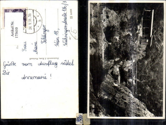 175610,Ötschergräben Ansicht m. Brücke Mitterbach am Erlaufsee 1956