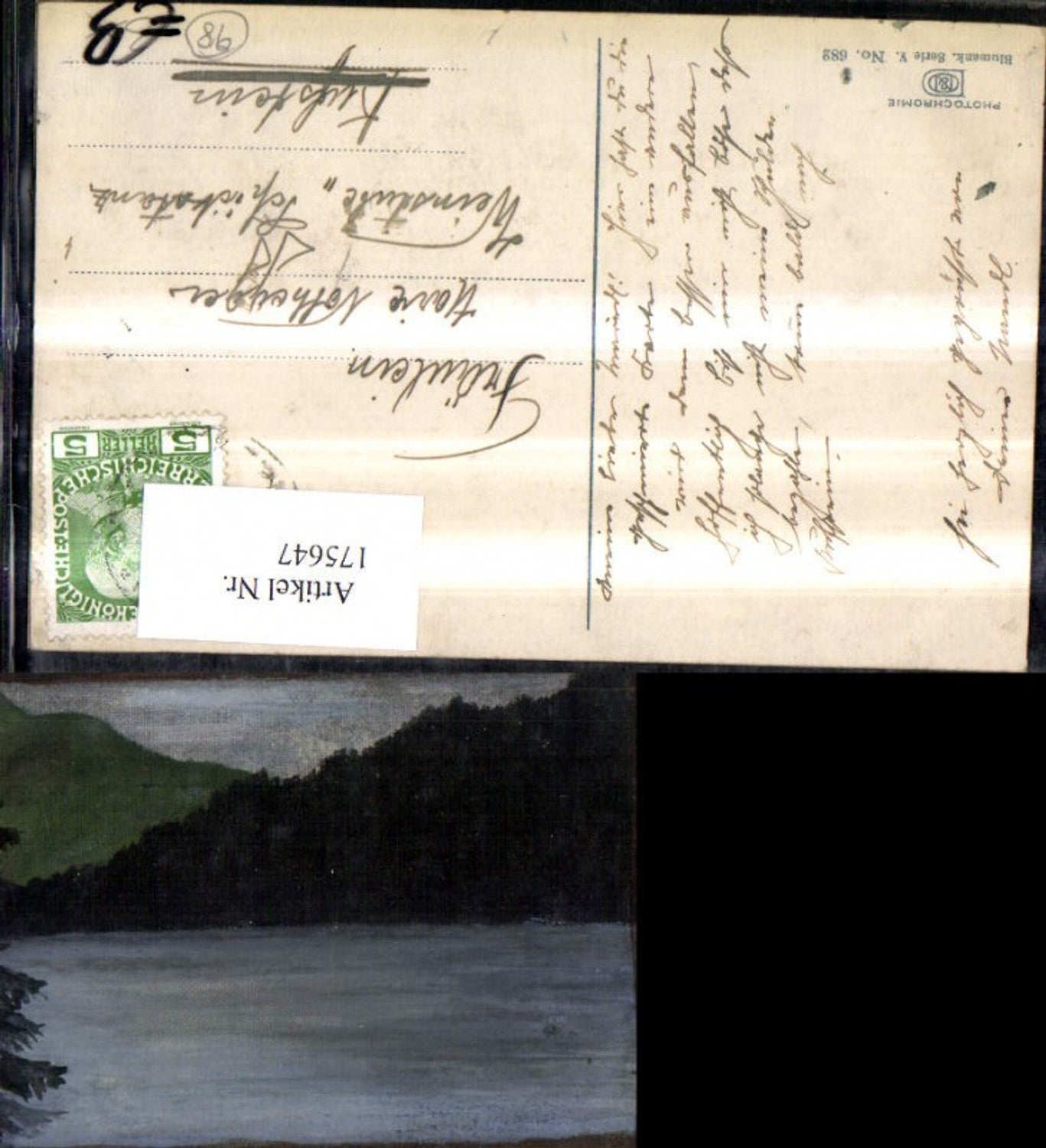 175647, Artist's postcard, hand-painted, lake landscape