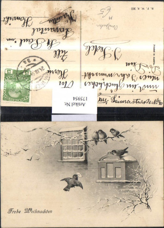 175954, Christmas Birds Mailbox Letter Branches
