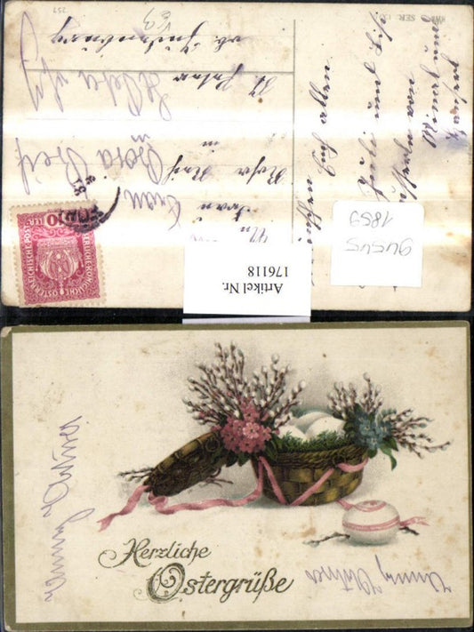 176118,Ostern Korb Eier Palmzweigen Schleife pub HWB 1990