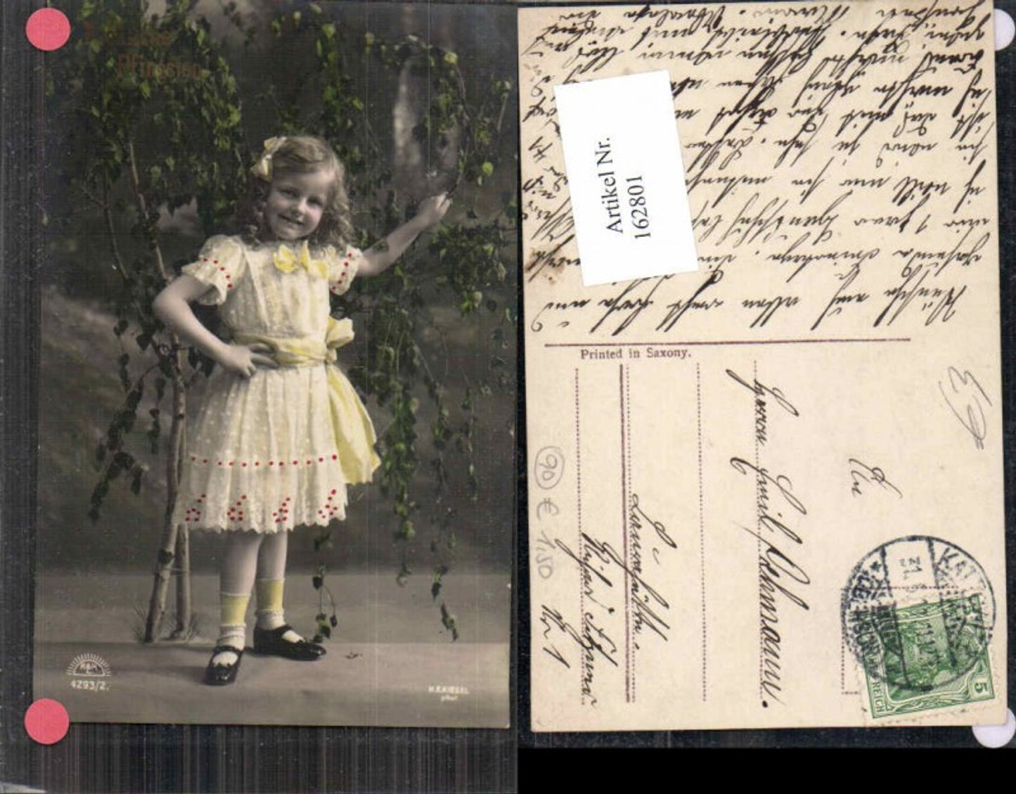 162801,Süsses Mädchen m. Kleid gelbes Kleid Haarschlaufe