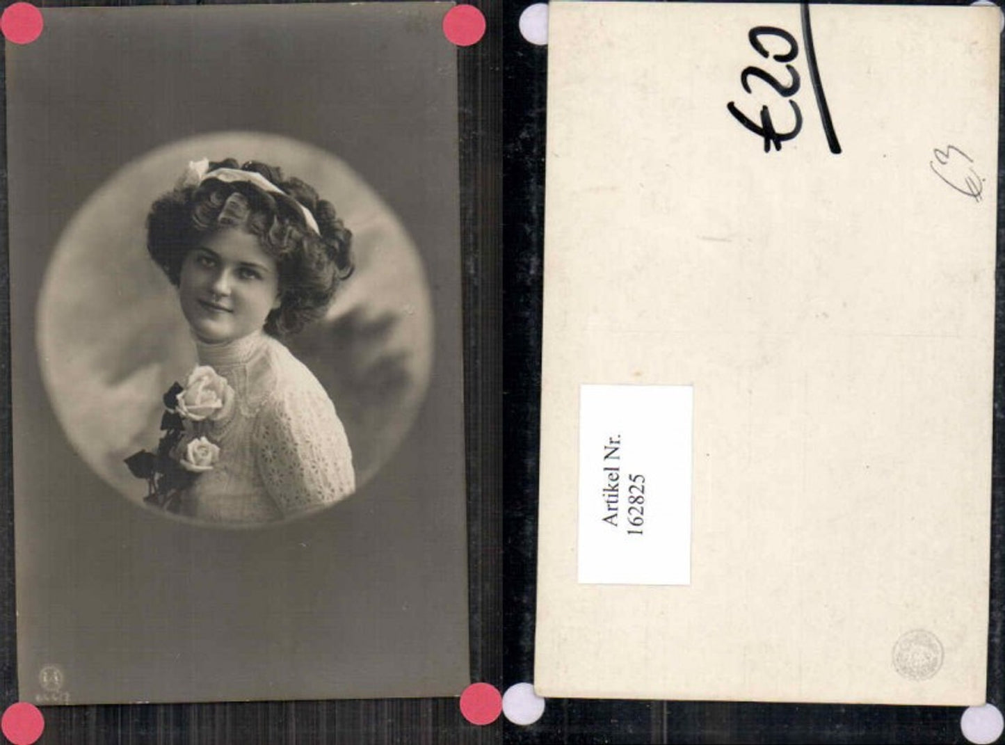 162825,Schöne Frau m. Rosen Blumen Portrait