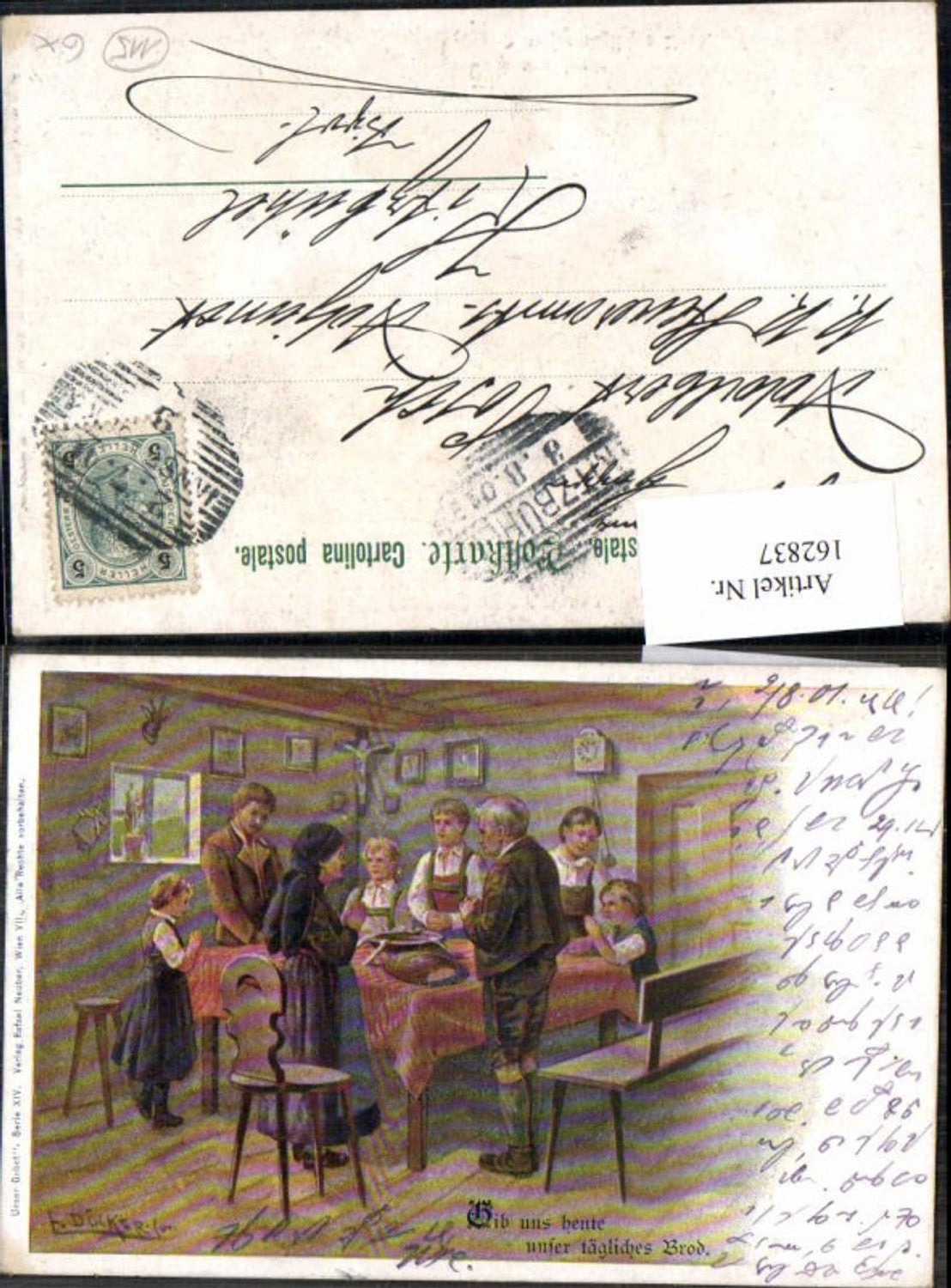 162837,Künstler AK E. Döcker jun. Gib uns unser tägliches Brot Unser gebet Serie 14