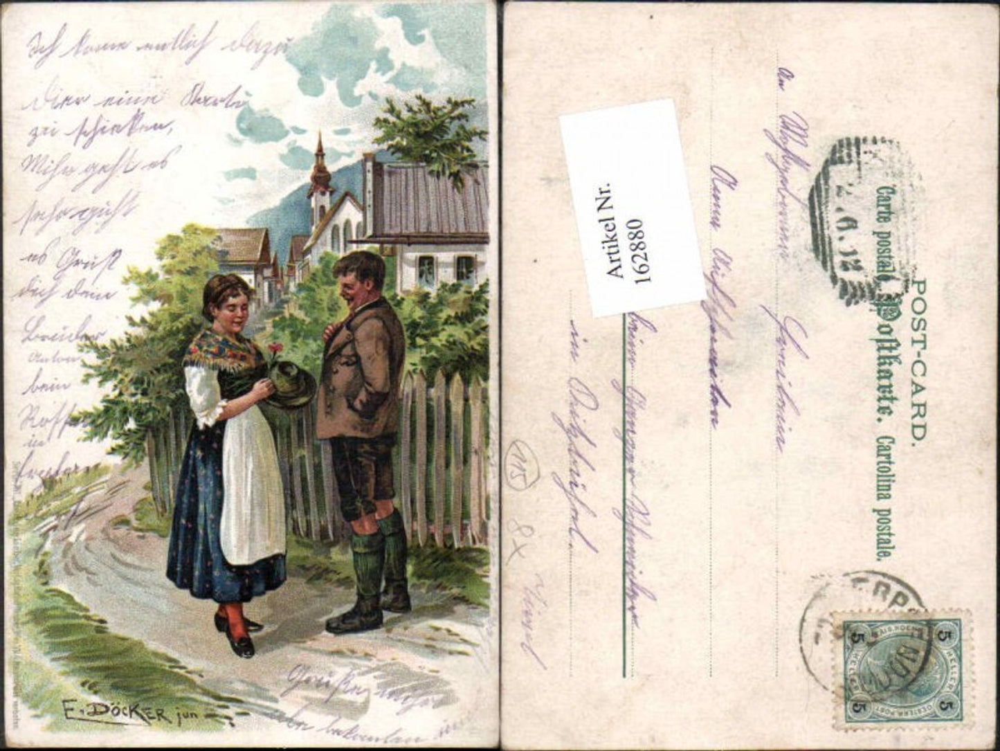 162880,Künstler AK E. Döcker jun. Ser 16 Lied d. Liebe Litho