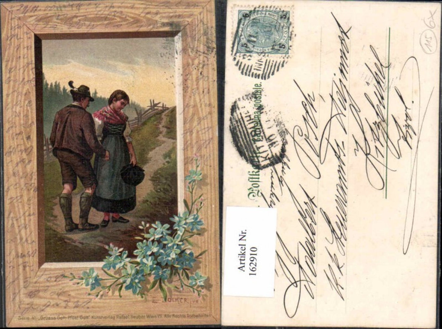 162910,Künstler AK E. Döcker jun. Jagd Ser 41 Grüass Gott Pfüat Gott Kuss