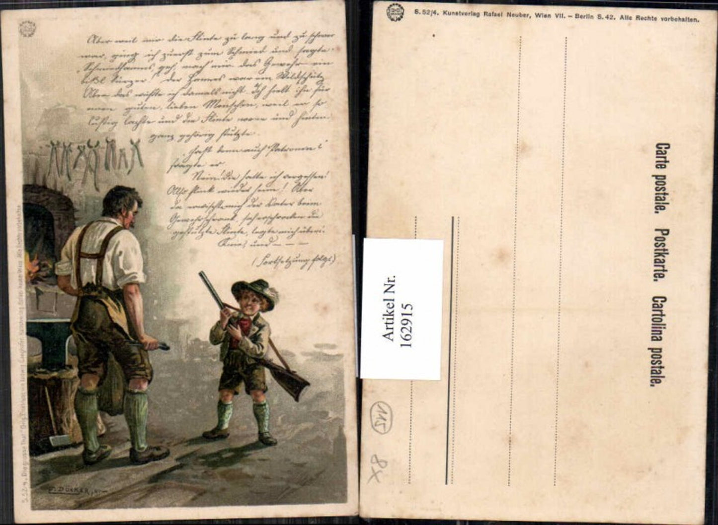 162915, Artist AK E. Döcker jun. Ser 52-4 The Great Deed Hunt Young Hunters
