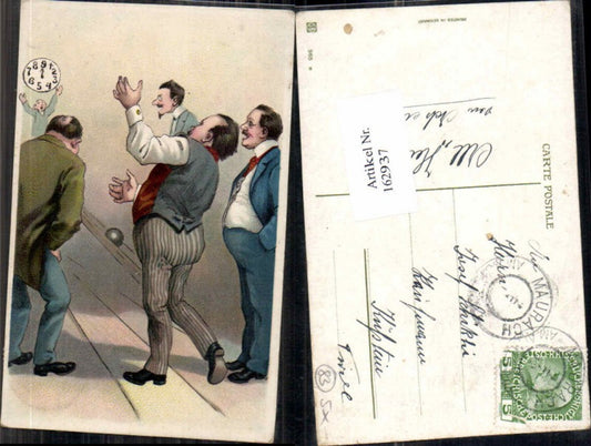 162937,Scherzkarte Scherz Humor Kegeln Bowling Litho