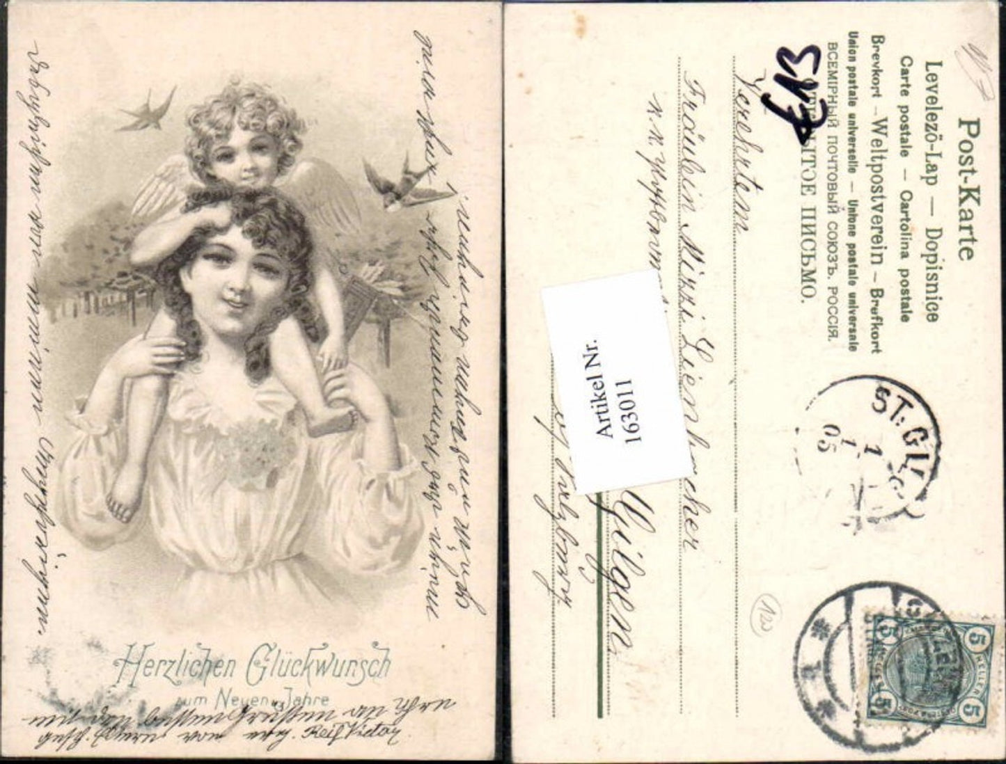 163011,Künstler AK Art Nouveau Jugendstil Präge AK Amor Engel