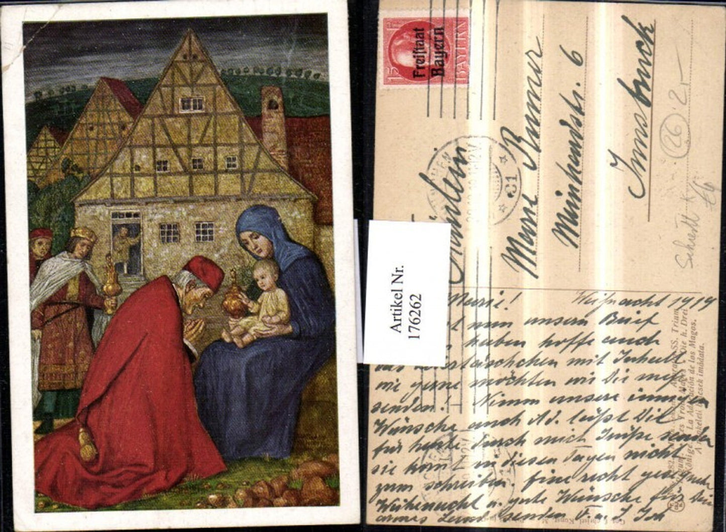 176262,Künstler AK sign. Schiestl d. Heiligen drei Könige Maria m. Jesuskind Kind