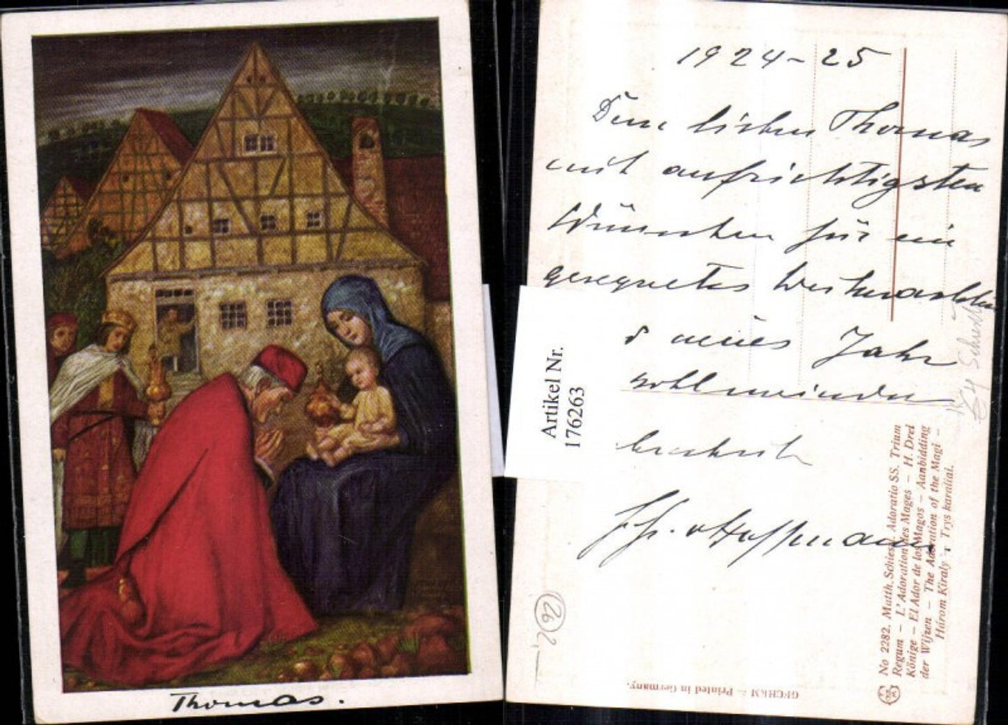 176263,Künstler AK sign. Schiestl d. Heiligen drei Könige Maria m. Jesuskind Kind