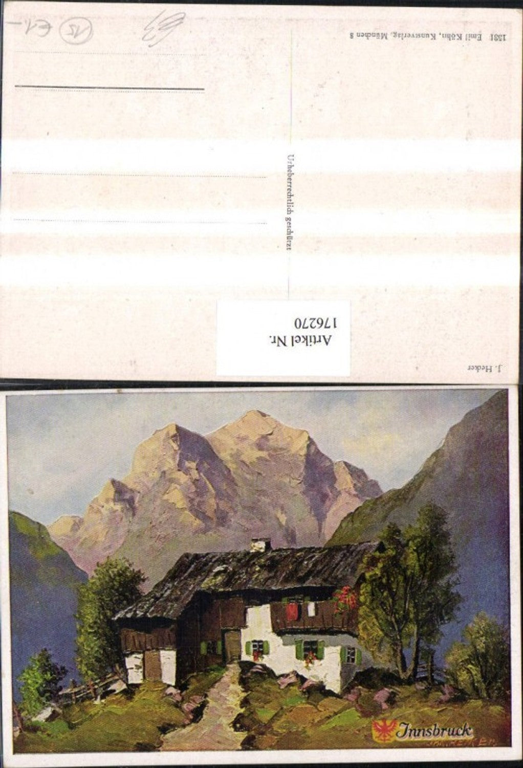 176270,Künstler AK sign. J. Hecker Motiv aus Innsbruck Hütte Berge