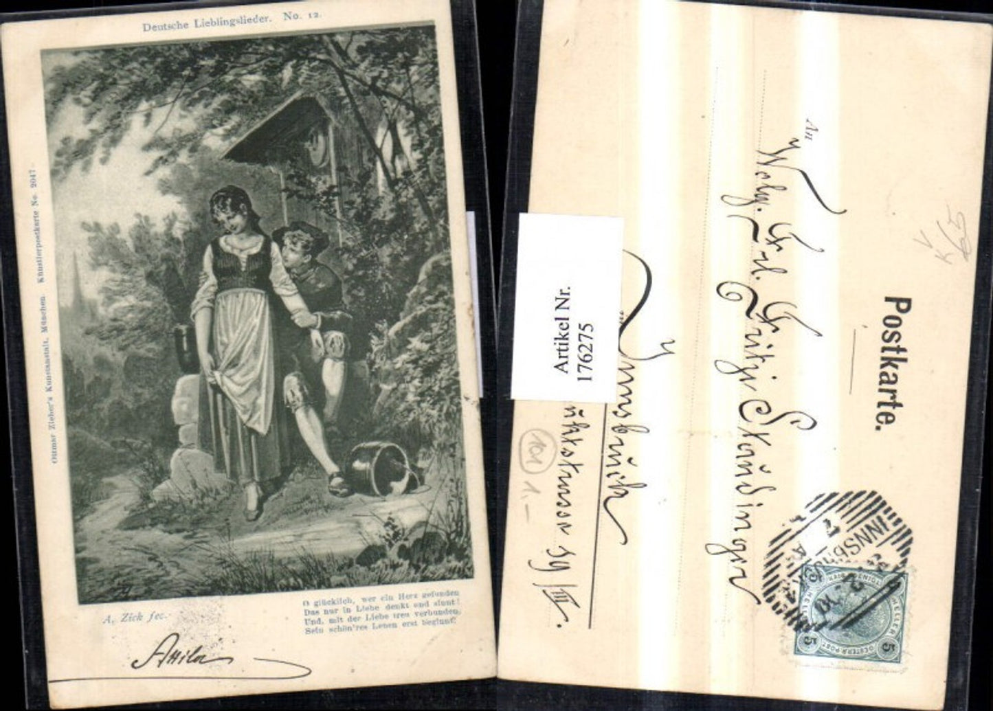 176275,Künstler AK sign. A. Zick fec. Gedicht Frau m. Mann pub Ottmar Zieher