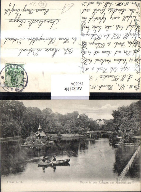 176304, Ulm a. D. Partie id Anlagen d. Friedrichsau Ruderboot Boot