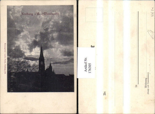 176305, Freiburg i. B. Moonlit Night Full Moon Church