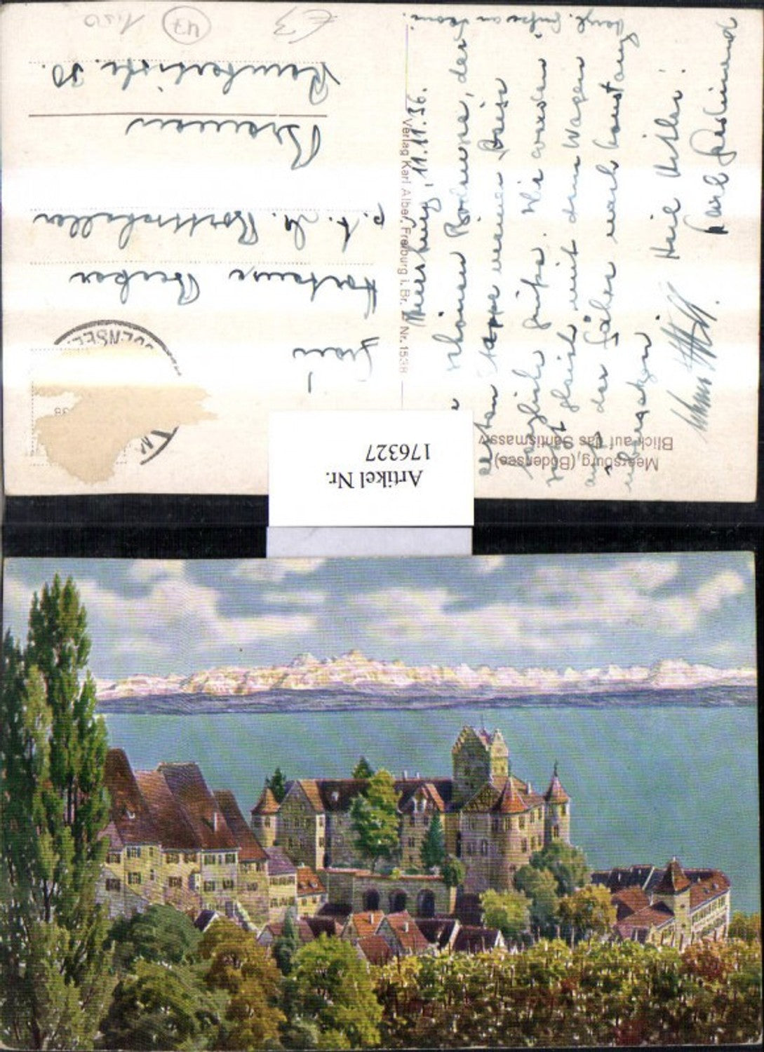 176327,Meersburg Bodensee Blick a. d. Säntismassiv Gebirge Burg